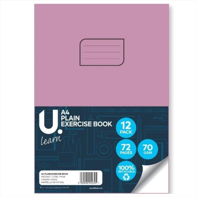 A4 Plain Exercise Book Home Office School Stationery