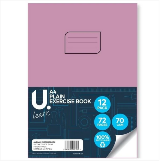 A4 Plain Exercise Book Home Office School Stationery