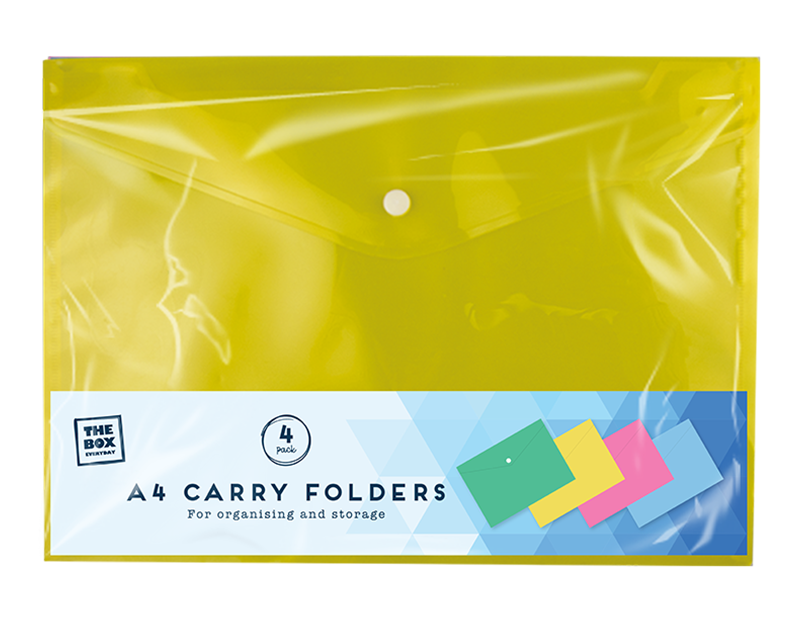 A4 Plastic Folders - 4 Pack