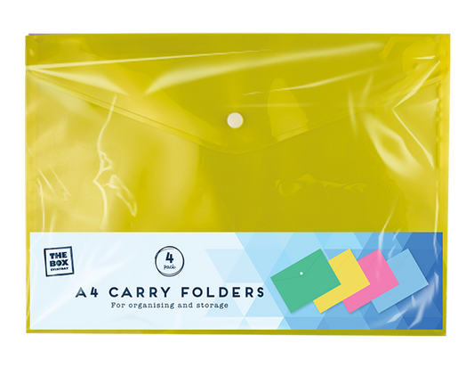 A4 Plastic Folders - 4 Pack