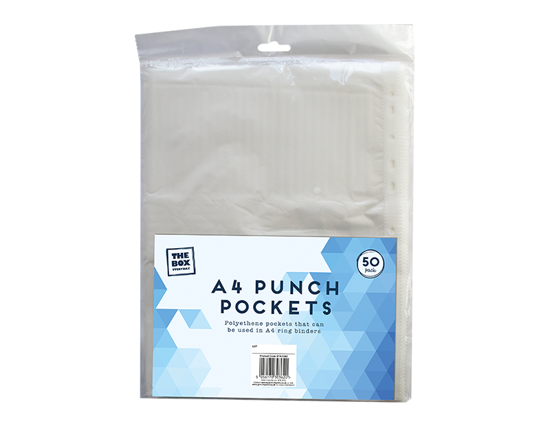 A4 Punch Pockets - 50 Pack