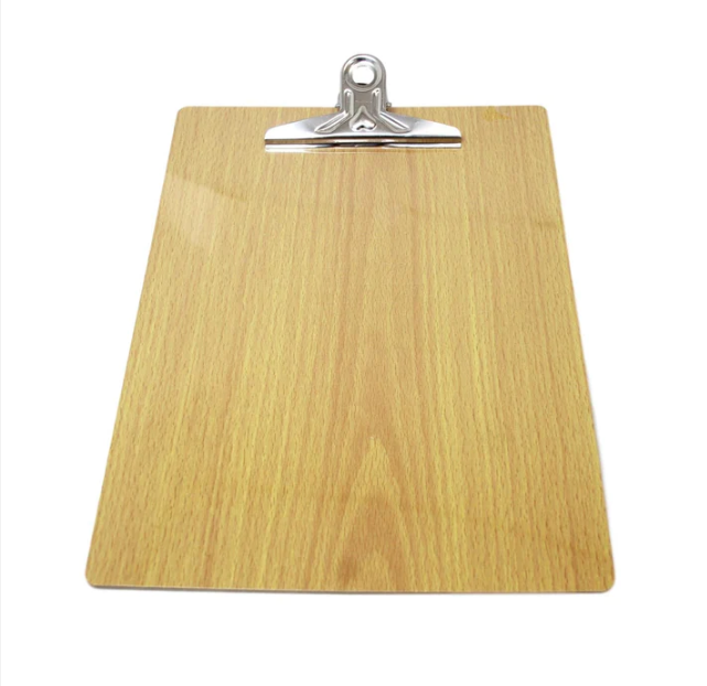 A4 Wooden Paper Menu Clipboard School Office Chrome Clip 31cm x 23cm