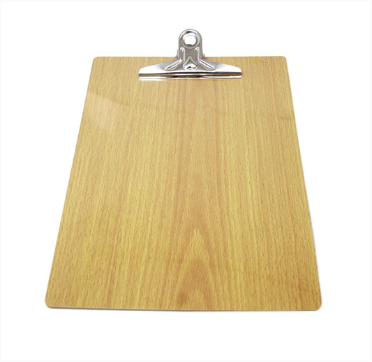 A4 Wooden Paper Menu Clipboard School Office Chrome Clip Wooden Clipboard