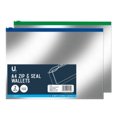 A4 Zip & Seal Wallets 2pk