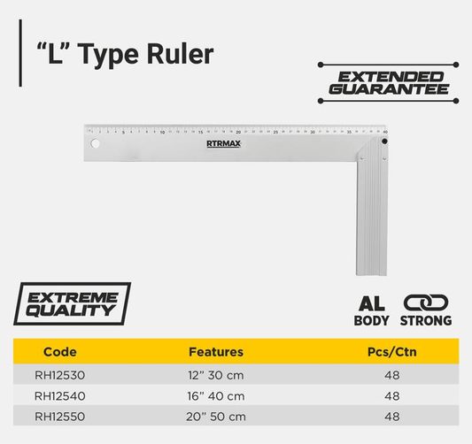 ALUMINIUM L TYPE RULER 300MM