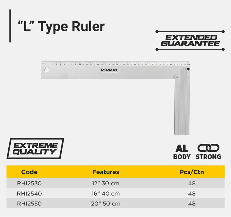 ALUMINIUM L TYPE RULER 400MM