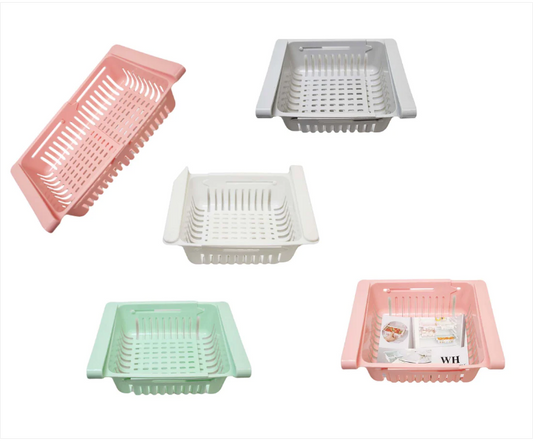 Adjustable Extendable Fridge Organiser Storage Rack Pull Out Assorted Colours