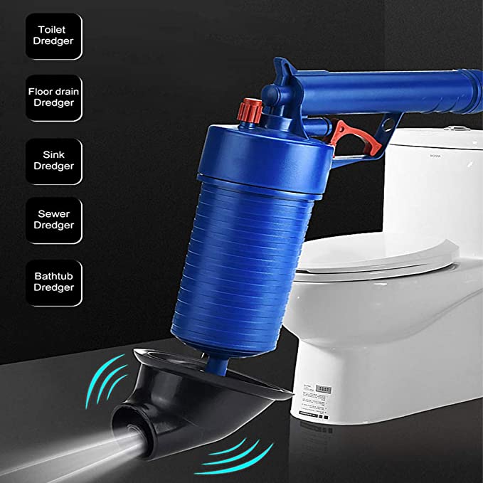 Air Drain Blaster With 4 Size Suckers & Anti Water Paper