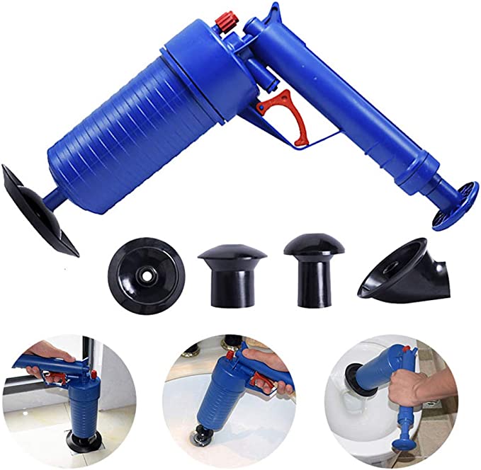 Air Drain Blaster With 4 Size Suckers & Anti Water Paper