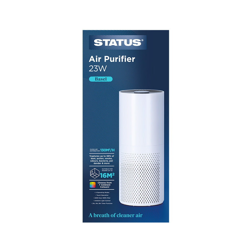 Air Purifier - Basel - White - CADR 130m3h - 1pk in Glossy Retail Box - 2pk per brown outer box