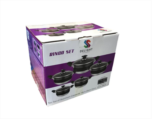 Aluminium Casserole Pan Set of 5 18 - 26 cm