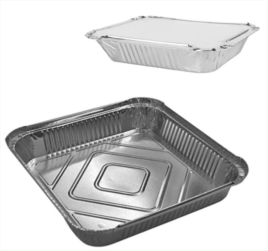 Aluminium Foil Container with Lid 24 x 24 cm Pack of 2