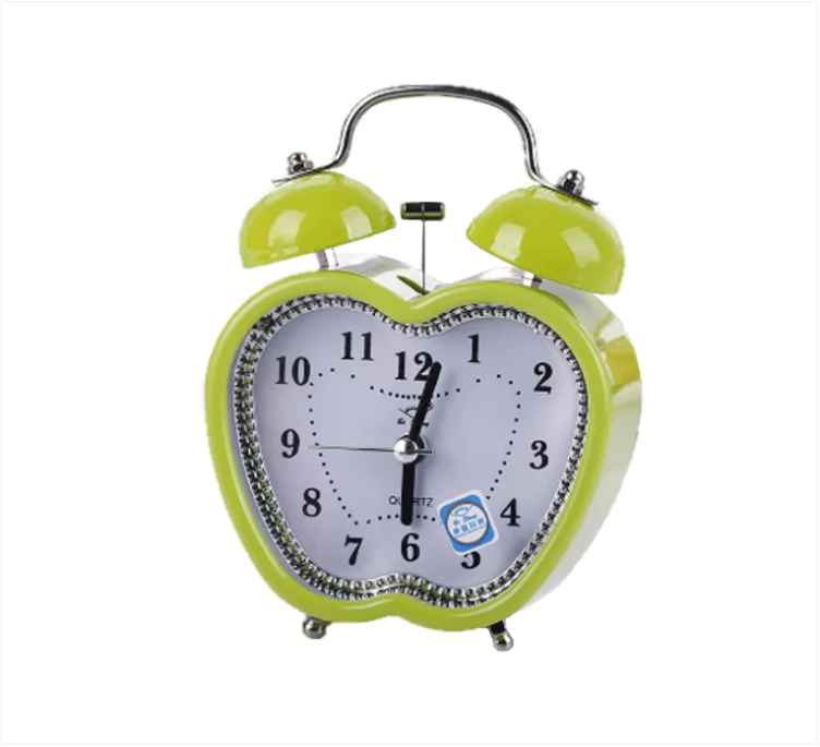 Apple Bedroom Alarm Clock with Bell Retro Design 8 cm Assorted Colours