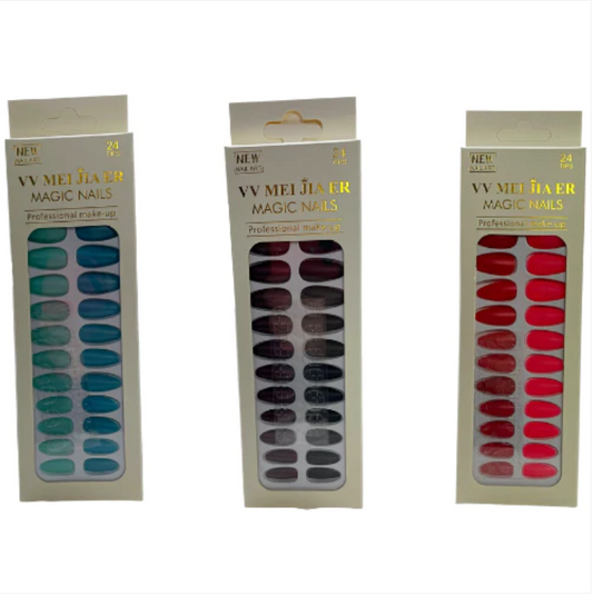 Artificial Fake Nail Extensions Fairy Premium Series 24pc Assorted Colours