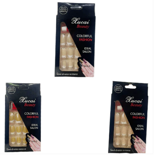 Artificial Fake Nail Extensions French Nail Tip Design Assorted Colours