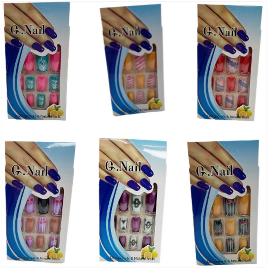 Artificial Fake Nail Extensions Rounded Square Tip Assorted Colours and Designs