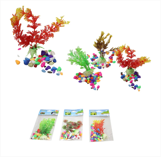 Artificial Fish Tank Plants Aquarium Aquatic Decoration Ornament Plant and Stones