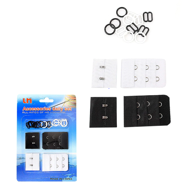 Assorted Bra Buckle Elastic Buckle Set Black And White
