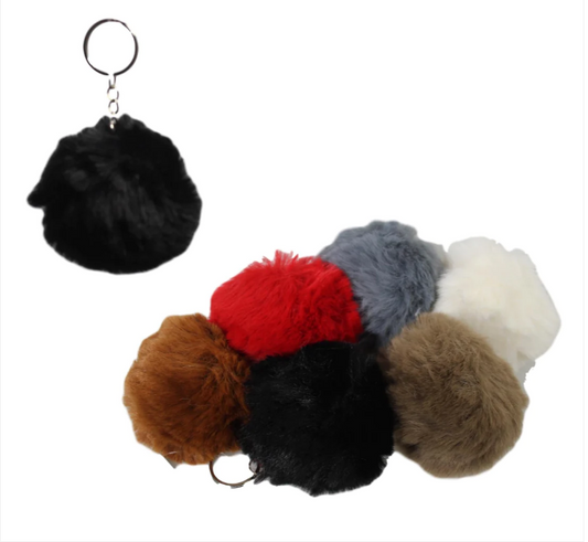 Assorted Colour Keychain Fluffy Fur Ball Soft Novelty Keychain 6cm