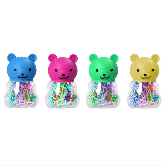 Assorted Colour Small Rubber Bands In Teddy Shaped Box Approx 50