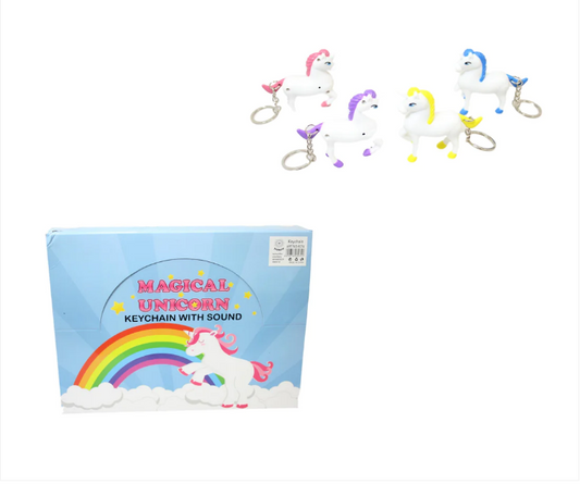 Assorted Colour Unicorn Sound Effect Key Chain Key Ring x 1 Random Sent