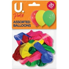 Assorted Colourful Balloons, 20pk