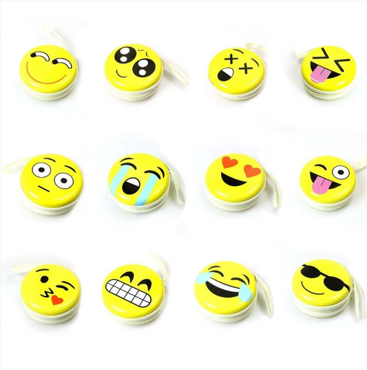Assorted Emoji Face Earphone Pouch 7.5cm x 7cm