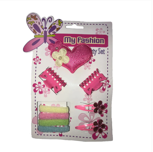 Assorted Pink Hair Accessories Ties Clips Bobbles Assorted Designs and Colours