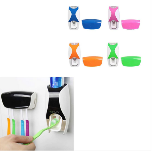 Automatic Hands Free Toothpaste Squeezing Device & Toothbrush Holder Set