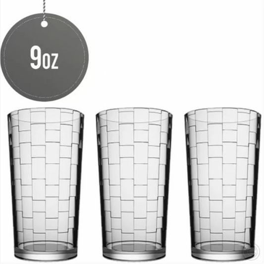 Azur Tumbler Drinking Glass Façade Design 9oz Pack of 3