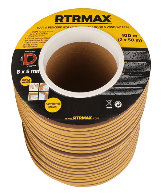 BROWN COLOR D TYPE RUBBER CORDED 8*5 MM 50*2 MT