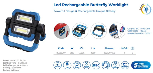 BUTTERFLY WORK LIGHT, TPR LED TYPE: 2*5W