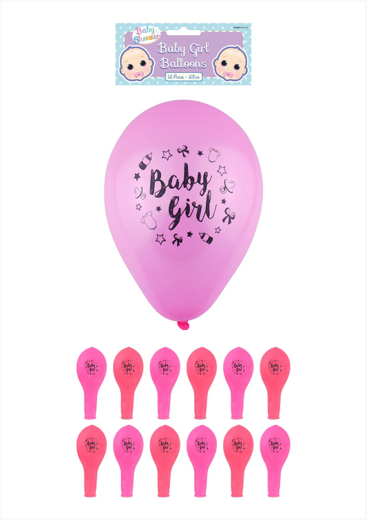 'Baby Girl' Party Birth Celebration Balloons Pink 23 cm