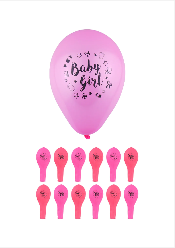 'Baby Girl' Party Birth Celebration Balloons Pink 23 cm