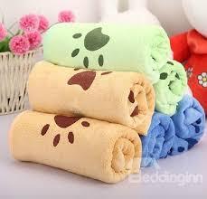 Bath Towel with Paw Print Design Assorted Colours