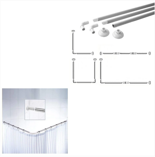 Bathroom Corner Shower Curtain Rod 80cm x 80cm x 80cm