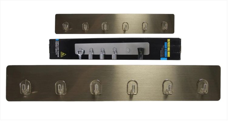 Bathroom Kitchen Six Piece Hook Rack Suction Wall Surface 5kg Max Load