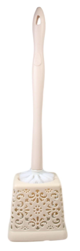 Bathroom Toilet Lace Style Plastic Toilet Brush in 3 Assorted Colours 50cm
