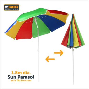 Beach Umbrella Parasol with Tilt Function 1.8 m Rainbow Colour