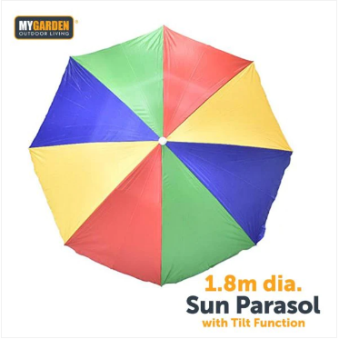 Beach Umbrella Parasol with Tilt Function 1.8 m Rainbow Colour
