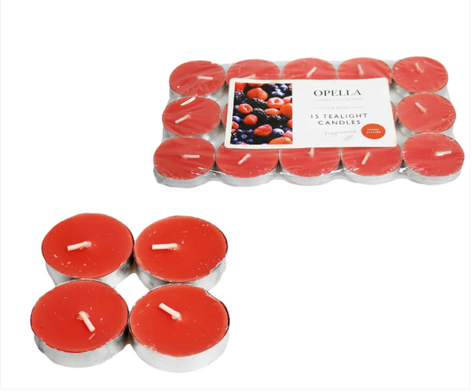 Beautifully Berries Scented Opella Fragranced 12 Tealight Candles 3.5 Hour Burn Time