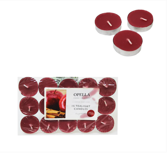 Beautifully Scented Opella Apple and Cinnamon 12 Tealight Candles 3.5 Hour Burn Time