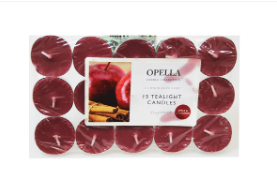 Beautifully Scented Opella Apple and Cinnamon 12 Tealight Candles 3.5 Hour Burn Time