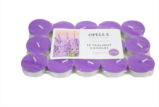 Beautifully Scented Opella Lavender 12 Tealight Candles 3.5 Hour Burn Time