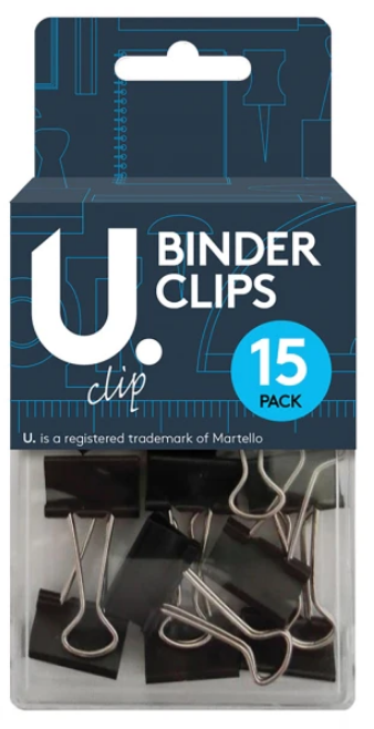 Binder Clips Black 19 mm Pack of 15