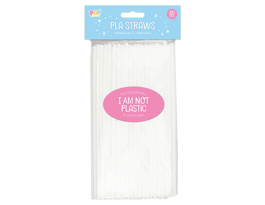 Biodegradable PLA Straws - 80 Pack