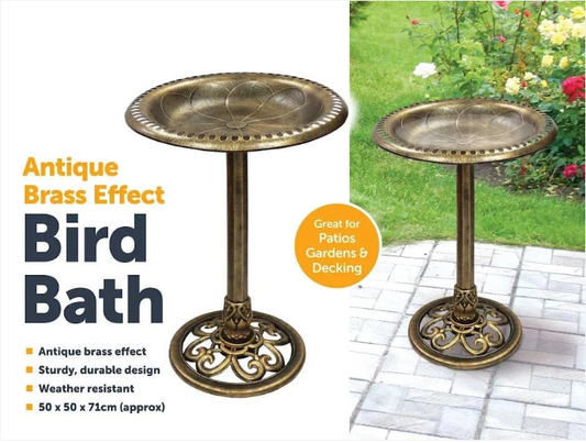 Bird Bath Antique Brass Effect Garden Decoration