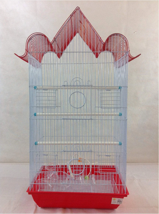 Bird Beautiful Tall Metal / Plastic Bird Cage With Plastic Bottom and 3 Shelves 68 x 43cm Assorted Colours