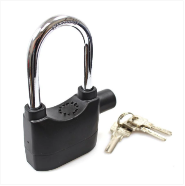 Black Alarm Lock Battery High Security Lock With 3 Keys Attached