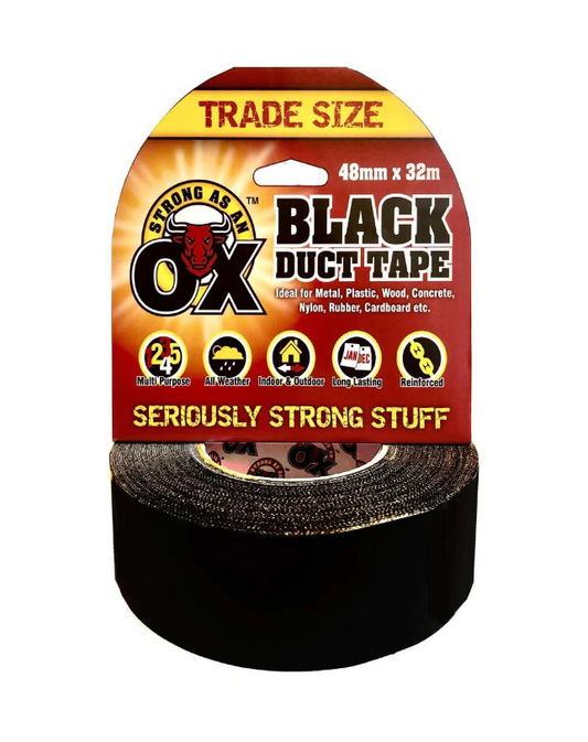 Black Duct Tape Seriously Strong Stuff Indoor Outdoor All Weather Duct Tape 48mm x 32m
